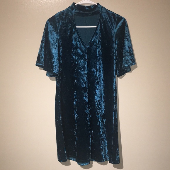 dillards blue velvet dress